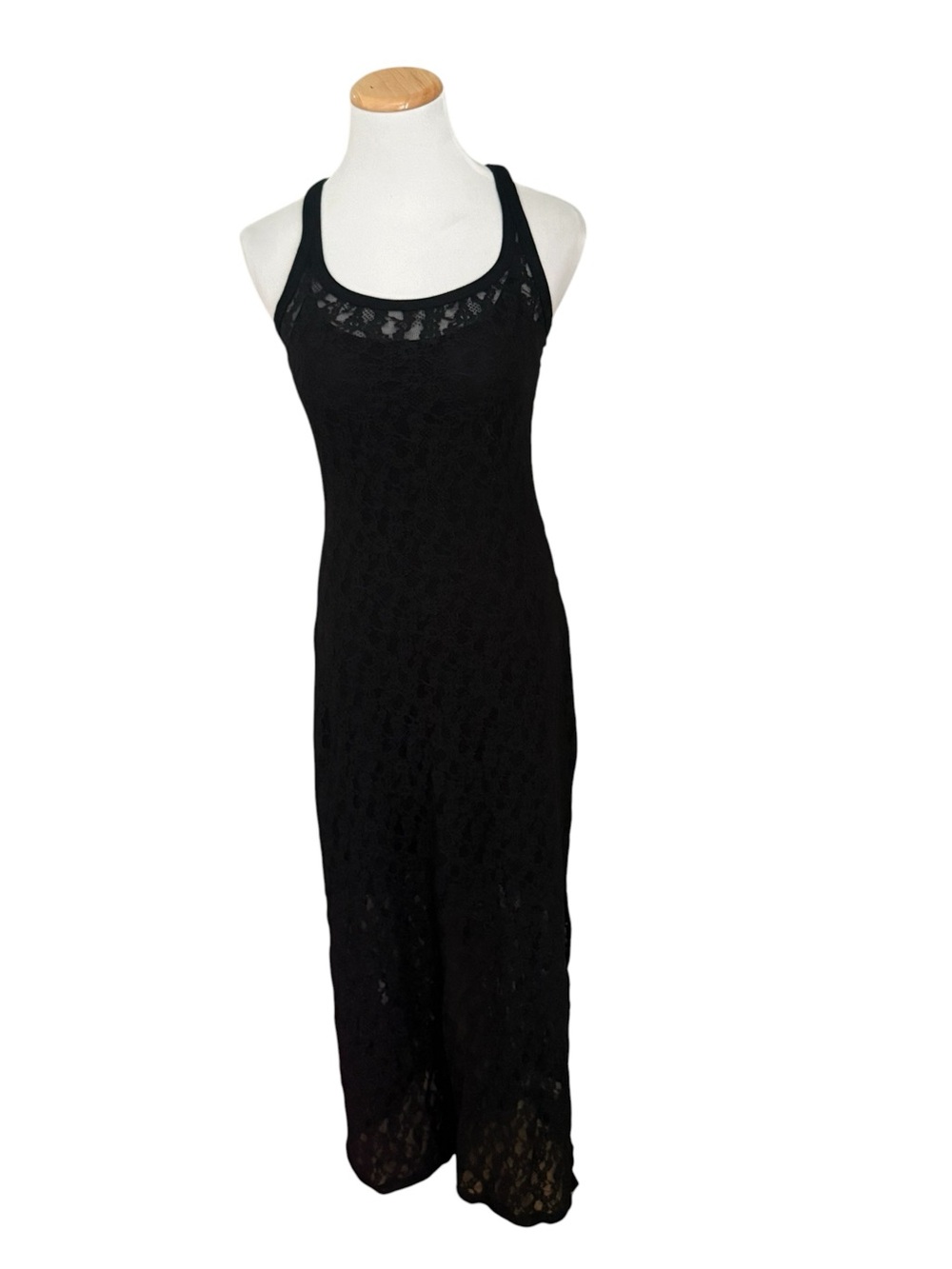 Aerie Black Lace Racerback Maxi Slip Dress